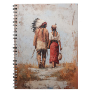 Cuaderno en espiral de pareja nativa americana