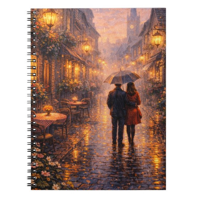 Cuaderno en espiral de París romántico bajo la llu (Frente)