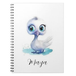 Cuaderno en espiral de pato blanco lindo 