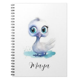 Cuaderno en espiral de pato blanco lindo 