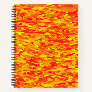 Cuaderno en espiral de patrón abstracto naranja ro