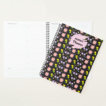 Cuaderno en espiral de patrón de flores silvestres