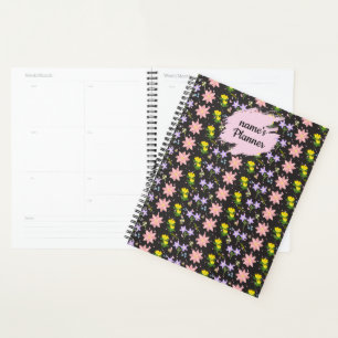 Cuaderno en espiral de patrón de flores silvestres