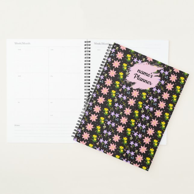 Cuaderno en espiral de patrón de flores silvestres (Demostración)