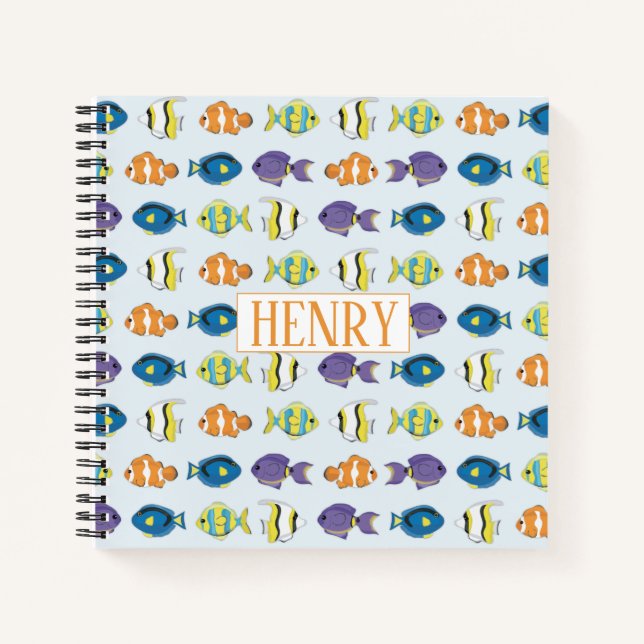Cuaderno en espiral de patrón de peces tropicales  (Anverso)