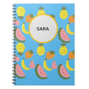 Cuaderno en espiral de patrón de vibrantes frutas