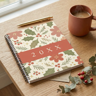 Cuaderno en espiral de patrón floral pastel lindo
