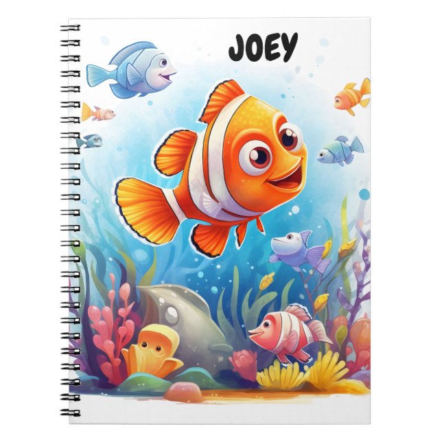 CUADERNO EN ESPIRAL DE PECES COLORIDOS. (Frente)
