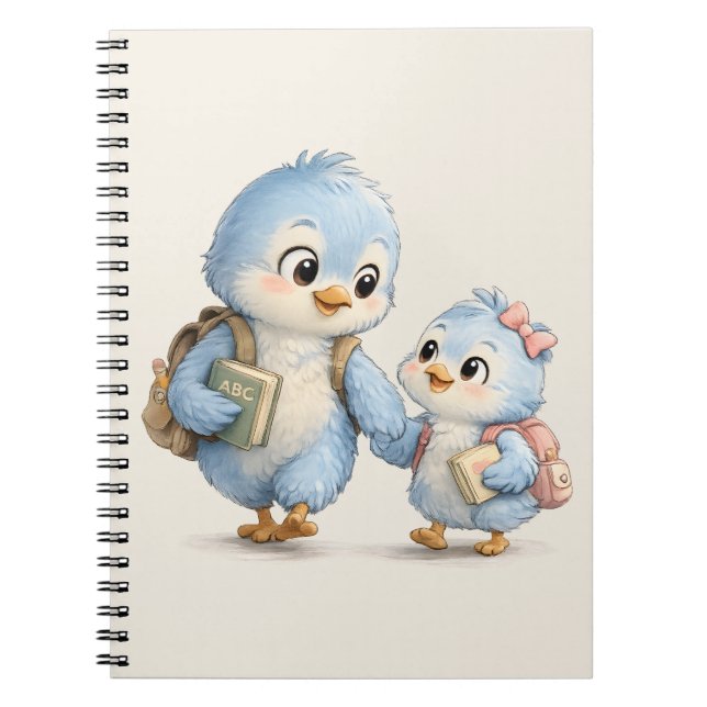 Cuaderno en espiral de pequeños hermanos pájaros a (Frente)