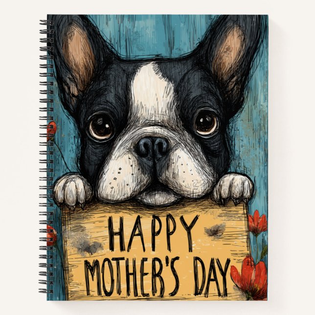 Cuaderno en espiral de perro bulldog francés del d (Anverso)