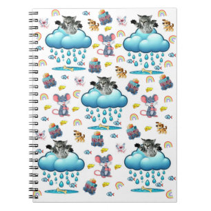 Cuaderno en espiral de perro gato ratón arcoíris p