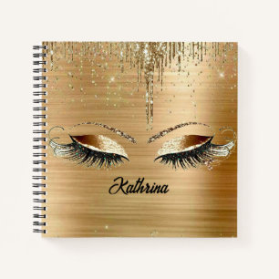 cuaderno en espiral de pestañas doradas personaliz