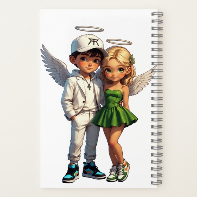 Cuaderno en espiral de querubines adorables ángele (Reverso)