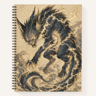 Cuaderno en espiral de Raiju Gold Tail arte japoné