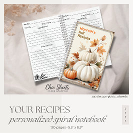 Cuaderno en espiral de recetas personalizadas de o