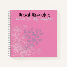Cuaderno en espiral de recuerdos con cartas rosada