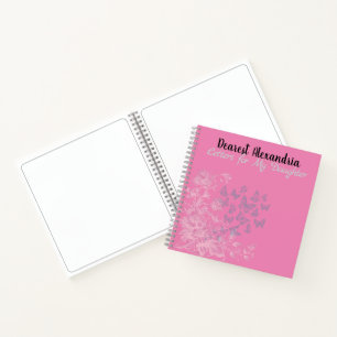 Cuaderno en espiral de recuerdos con cartas rosada