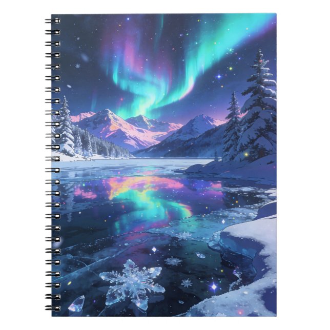 Cuaderno en espiral de reflejo de aurora (Frente)