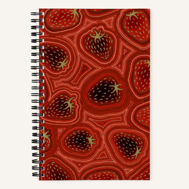 Cuaderno en espiral de remolino de fresa (Anverso)