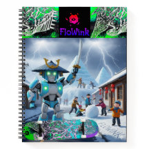 Cuaderno en espiral de robot ninja