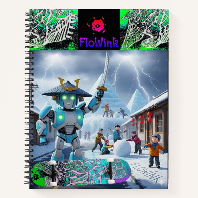 Cuaderno en espiral de robot ninja (Anverso)