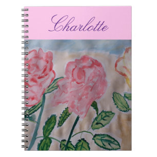 Cuaderno en espiral de rosas de verano abstractas