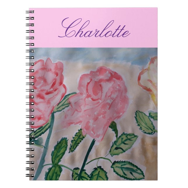 Cuaderno en espiral de rosas de verano abstractas (Frente)