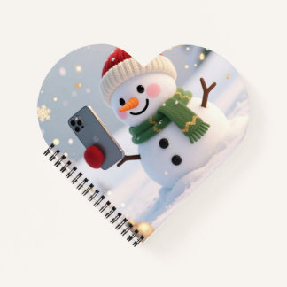 Cuaderno en espiral de selfie de muñeco de nieve