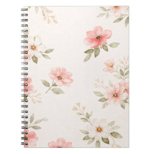 Cuaderno en espiral de suave tono rosa con flores