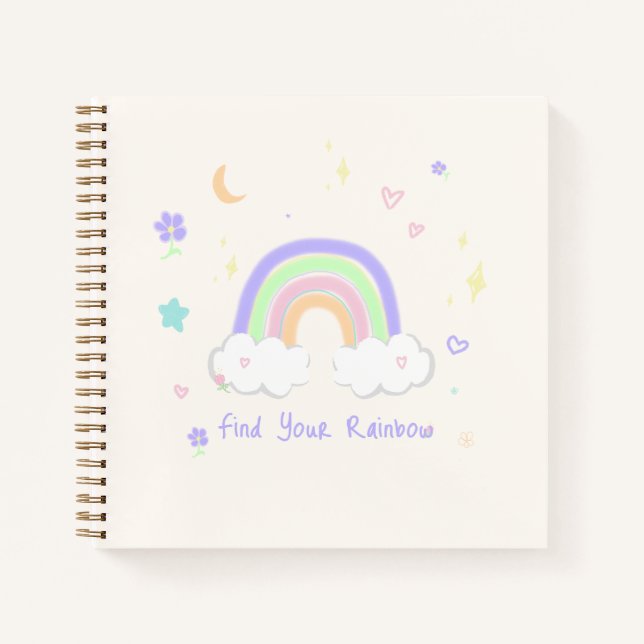 Cuaderno en espiral de sueños pastel arcoíris (Anverso)