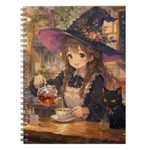 Cuaderno en espiral de té de bruja linda