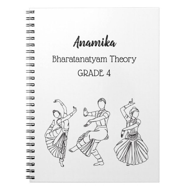 Cuaderno en espiral de teoría de danza bharatanaty (Frente)