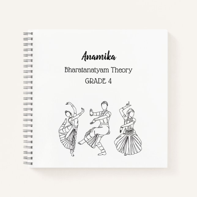 Cuaderno en espiral de teoría de danza bharatanaty (Anverso)