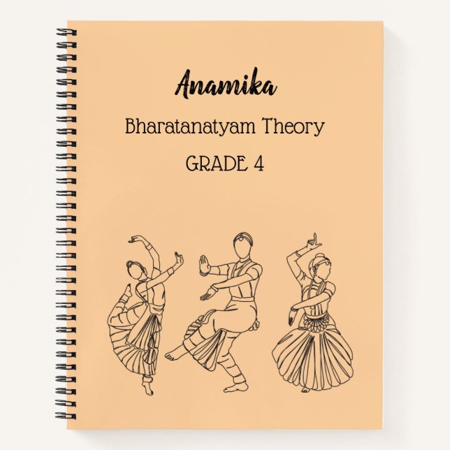Cuaderno en espiral de teoría de danza bharatanaty (Anverso)