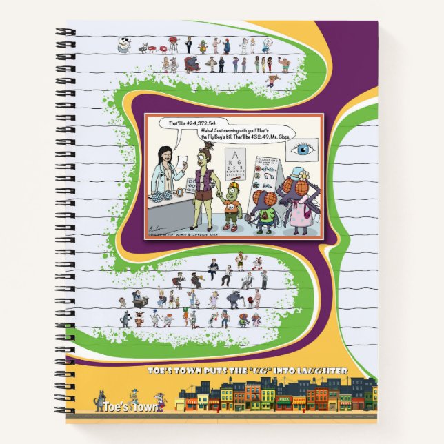Cuaderno en espiral de Toe’s Town Comic (Anverso)
