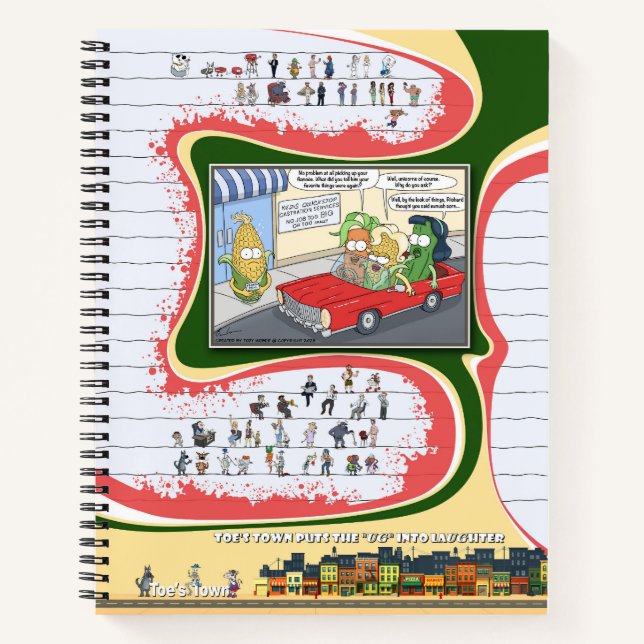 Cuaderno en espiral de Toe’s Town Comic (Anverso)