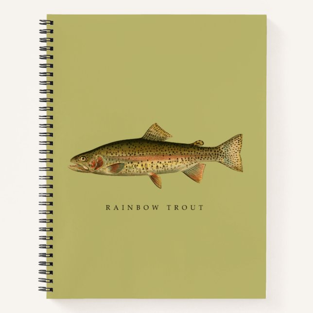 Cuaderno en espiral de trucha arcoíris caqui oscur (Anverso)