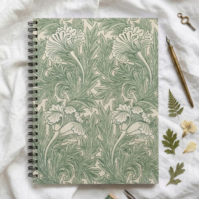 Cuaderno en espiral de tulipanes verdes de William (Subido por el creador)