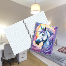 Cuaderno en espiral de Unicornio Púrpura Cósmico