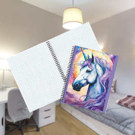 Cuaderno en espiral de Unicornio Púrpura Cósmico