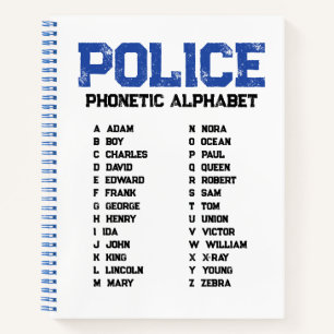 Cuaderno en espiral del alfabeto fonético de la po