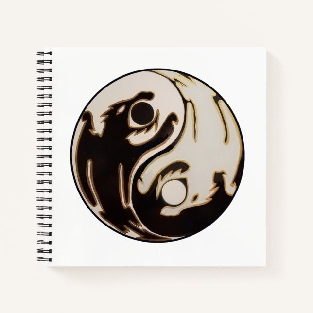 Cuaderno en espiral del doble dragón yin yang (Anverso)