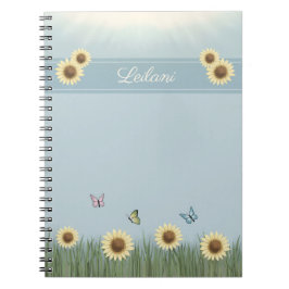 Cuaderno en espiral del jardín de mariposas y gira
