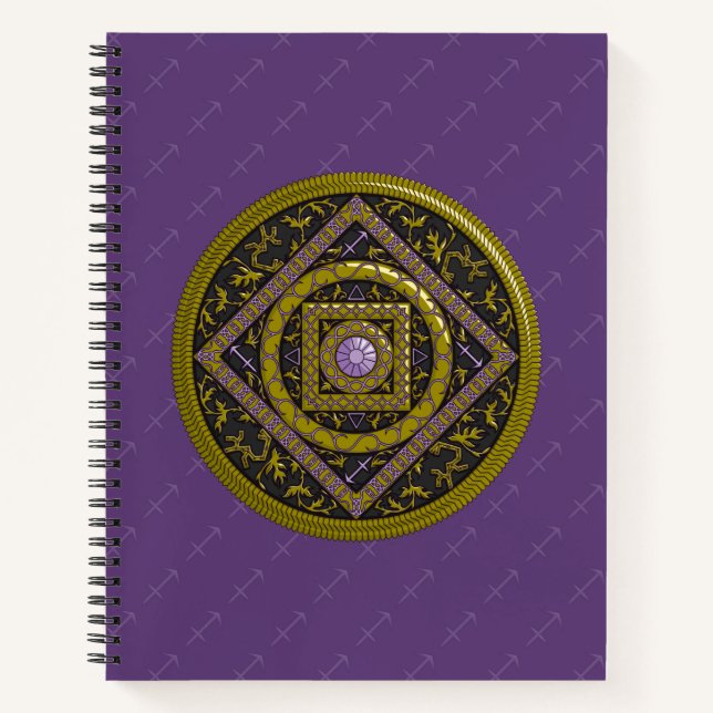 Cuaderno en espiral del mandala de Sagitario (Anverso)