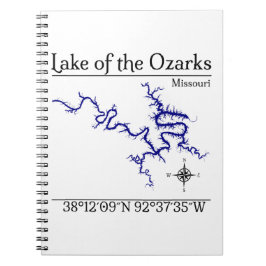 Cuaderno en espiral del mapa del lago de los Ozark