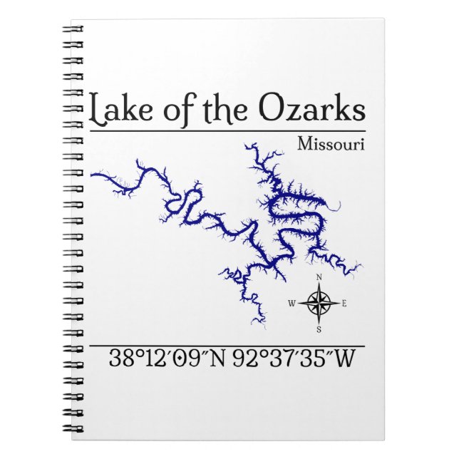 Cuaderno en espiral del mapa del lago de los Ozark (Frente)