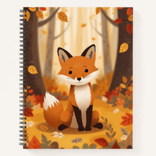Cuaderno en espiral del zorro del bosque otoñal li