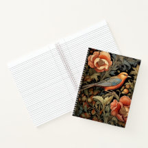 Cuaderno en espiral - Diseño de ave Art Nouveau