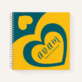 Cuaderno en espiral diseño de corazón de colores a