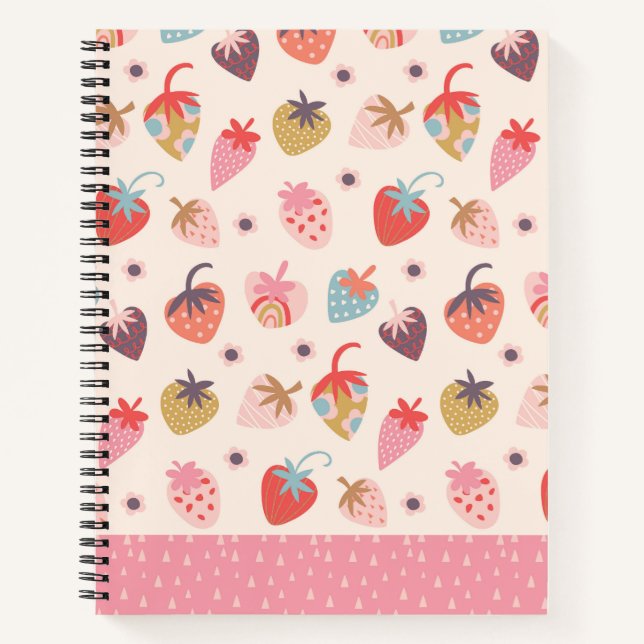Cuaderno en espiral divertido de fresas (Anverso)